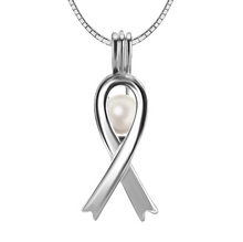 Load image into Gallery viewer, Awareness Ribbon Sterling Silver Cage Pendant