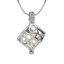 Load image into Gallery viewer, Love Cube Sterling Silver Cage Necklace Set