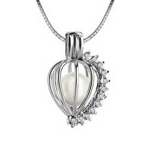 Load image into Gallery viewer, Sparkling Heart Sterling Silver Cage Necklace Set