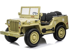 Load image into Gallery viewer, 2025 Military / Army 24V Willy 4x4 Jeep Style Truck Upgraded | 3 Seater Kids Ride-On | Leather Seats | Rubber Tires | Remote
