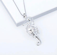 Load image into Gallery viewer, Seahorse Sterling Silver Cage Necklace Set