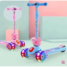 Load image into Gallery viewer, Super Cool Upgraded Peppa Pig Style Kids Foldable 3-Wheel Tilt and Turn Kick Scooter with Adjustable Handle | Music | LED Lights | Ages 3-8