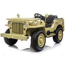 Load image into Gallery viewer, 2025 Military / Army 24V Willy 4x4 Jeep Style Truck Upgraded | 3 Seater Kids Ride-On | Leather Seats | Rubber Tires | Remote