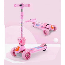 Load image into Gallery viewer, Super Cool Upgraded Peppa Pig Style Kids Foldable 3-Wheel Tilt and Turn Kick Scooter with Adjustable Handle | Music | LED Lights | Ages 3-8