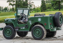 Load image into Gallery viewer, 2025 Military / Army 24V Willy 4x4 Jeep Style Truck Upgraded | 3 Seater Kids Ride-On | Leather Seats | Rubber Tires | Remote