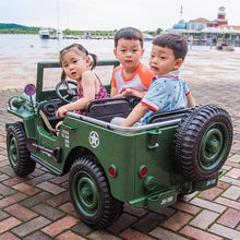 Load image into Gallery viewer, 2025 Military / Army 24V Willy 4x4 Jeep Style Truck Upgraded | 3 Seater Kids Ride-On | Leather Seats | Rubber Tires | Remote
