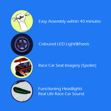 Load image into Gallery viewer, Super Cool White GT1 Race Car Bed With Free Mattress | LED Lights