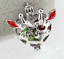Load image into Gallery viewer, Merry Christmas Reindeer Sterling Silver Cage Necklace Set