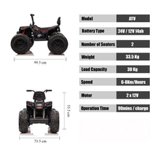 Load image into Gallery viewer, Upgraded 2025 Kids Ride On Car 4x4 Off-road ATV 24V With Monster Tires, Independent Suspension, LED Lights | Leather Seat | Rubber Tires