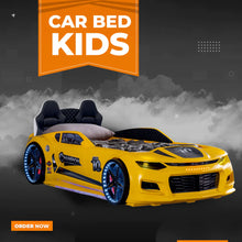 Load image into Gallery viewer, Super Cool 2025 Camaro Style Yellow Champion Car Bed For Kids | LED lights | Twin | Remote Control For Features | Pre Order