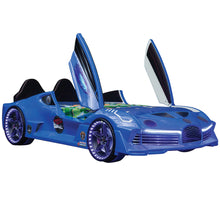 Load image into Gallery viewer, 2025 Awesome Aero Premium Blue Race Car Bed With Free Mattress | Wicked Doors | Upgraded | LED Lights