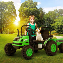 Load image into Gallery viewer, Super Cool 2025 Heavy Duty Green 6V Farm Tractor Powered Ride-On with Detachable Wagon | Remote