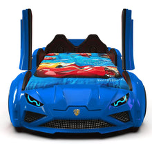 Load image into Gallery viewer, Super Cool 2025 Upgraded Lamborghini Style Race Car Bed RX | Doors Open & Close | LED Lights | Remote | In 4 Colours | Holds 300 Lbs