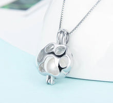 Load image into Gallery viewer, Paw Print Sterling Silver Cage Necklace Set