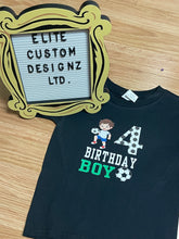 Load image into Gallery viewer, Birthday Boy Soccer Themed Kids T-shirt