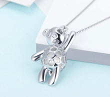 Load image into Gallery viewer, Teddy Bear Sterling Silver Cage Necklace Set