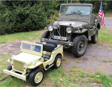 Load image into Gallery viewer, 2025 Military / Army 24V Willy 4x4 Jeep Style Truck Upgraded | 3 Seater Kids Ride-On | Leather Seats | Rubber Tires | Remote