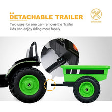 Load image into Gallery viewer, Super Cool 2025 Heavy Duty Green 6V Farm Tractor Powered Ride-On with Detachable Wagon | Remote