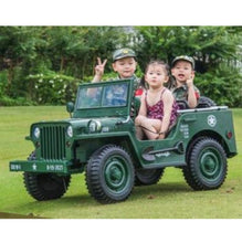 Load image into Gallery viewer, 2025 Military / Army 24V Willy 4x4 Jeep Style Truck Upgraded | 3 Seater Kids Ride-On | Leather Seats | Rubber Tires | Remote