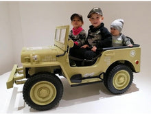 Load image into Gallery viewer, 2025 Military / Army 24V Willy 4x4 Jeep Style Truck Upgraded | 3 Seater Kids Ride-On | Leather Seats | Rubber Tires | Remote