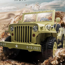 Load image into Gallery viewer, 2025 Military / Army 24V Willy 4x4 Jeep Style Truck Upgraded | 3 Seater Kids Ride-On | Leather Seats | Rubber Tires | Remote