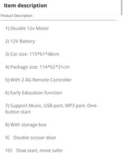 Load image into Gallery viewer, 12V | 2025 Lamborghini Style Powerful Dual Motor | Ages 1-7 | Ride On Car | Leather Seat| Remote | 1 Seater | 2 Colours