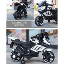 Load image into Gallery viewer, Super Kids 2025 | 6V Ride On Electric Motorbike w/ Training Wheels | Leather Seat | Cool Lights