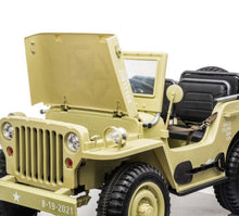 Load image into Gallery viewer, 2025 Military / Army 24V Willy 4x4 Jeep Style Truck Upgraded | 3 Seater Kids Ride-On | Leather Seats | Rubber Tires | Remote