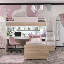 Load image into Gallery viewer, Super Cool New City Loft Bed With Desk - Pink | LED Lights