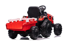 Load image into Gallery viewer, Upgraded 2025 Electric 12V Farm Tractor Kids Ride On Car 1 Seater With Trailer | Leather Seat | Upgraded | LED Lights | Rubber Tires