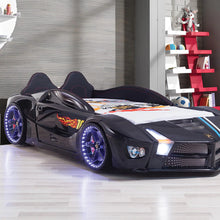 Load image into Gallery viewer, Super Cool 2025 Black Moon Luxury Race Car Bed W/LEDS & Sound Effects | Free Mattress | Twin