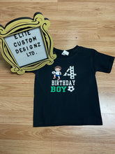 Load image into Gallery viewer, Birthday Boy Soccer Themed Kids T-shirt