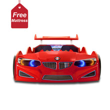 Load image into Gallery viewer, 2025 Super Cool Red GT1 Race Car Bed W/Free Mattress | LED Lights