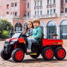 Load image into Gallery viewer, 2025 Upgraded 24V | 6 Wheel Tractor Farm W Tipping Bin | 4x4 Ride-On 2 Seater | Leather Seats | Rubber Tires | Remote | Pre Order
