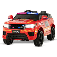 Load image into Gallery viewer, Range Rover 2025 Style | 1 Seater Red | 12V Ride On SUV Kids Fire Fighter Truck | Walkie Talkie | Siren | Ages 3-8 | Remote