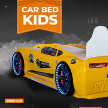 Load image into Gallery viewer, Super Cool 2025 Camaro Style Yellow Champion Car Bed For Kids | LED lights | Twin | Remote Control For Features | Pre Order