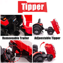 Load image into Gallery viewer, Upgraded 2025 Electric 12V Farm Tractor Kids Ride On Car 1 Seater With Trailer | Leather Seat | Upgraded | LED Lights | Rubber Tires