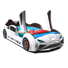 Load image into Gallery viewer, Super Cool 2025 Upgraded Lamborghini Style Race Car Bed RX | Doors Open & Close | LED Lights | Remote | In 4 Colours | Holds 300 Lbs