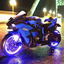 Load image into Gallery viewer, New 2025 Ninja Style Motorcycle Upgraded H2R | 12V Ride On | Light on Wheels | 1 Seater | Ages 3-7 Approx