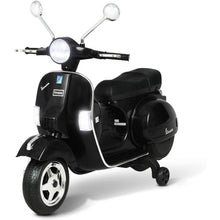Load image into Gallery viewer, 6V Kids Ride On 2025 Motorcycle Vespa Motor Bike with Auxiliary Wheels, LED Lights, Music, Loud Horns, Rearview Mirror, For Ages 3-8