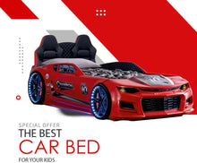 Load image into Gallery viewer, Super Cool 2025 Red Champion Camaro Style Twin Size Car Bed For Kids | LED lights | Remote Control For Features | Pre Order