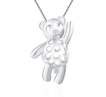 Load image into Gallery viewer, Teddy Bear Sterling Silver Cage Necklace Set