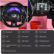 Load image into Gallery viewer, New 2025 | 12V Licensed Volkswagen Beetle Kids Ride On Car 1 Seater Upgraded | Open Doors | Lights | Ages 1-8 | Remote
