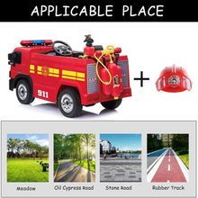 Load image into Gallery viewer, 2025 Fire Truck Style Ride-On | 12V | Upgraded | Lots of Lights | Water Gun | Hat | Fire Extinguisher | Big 1 Seater | Remote