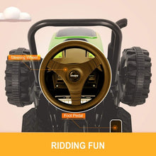 Load image into Gallery viewer, Super Cool 2025 Heavy Duty Green 6V Farm Tractor Powered Ride-On with Detachable Wagon | Remote