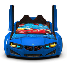 Load image into Gallery viewer, Super Cool Upgraded 2025 MZ Race Car Bed | LED Lights | Remote Sounds | Easy Assembly | Opening Doors | Holds 300lbs
