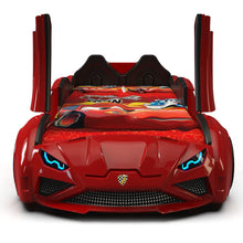 Load image into Gallery viewer, Super Cool 2025 Upgraded Lamborghini Style Race Car Bed RX | Doors Open & Close | LED Lights | Remote | In 4 Colours | Holds 300 Lbs