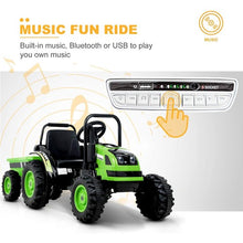 Load image into Gallery viewer, Super Cool 2025 Heavy Duty Green 6V Farm Tractor Powered Ride-On with Detachable Wagon | Remote
