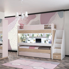Load image into Gallery viewer, Super Cool New City Loft Bed With Desk - Pink | LED Lights