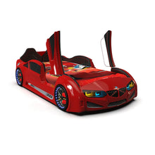 Load image into Gallery viewer, Super Cool Upgraded 2025 MZ Race Car Bed | LED Lights | Remote Sounds | Easy Assembly | Opening Doors | Holds 300lbs
